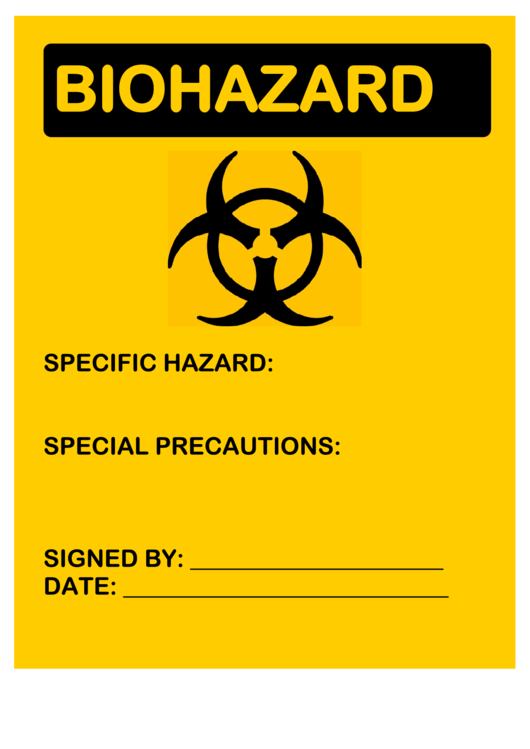 Biohazard Warning Sign Template Printable pdf