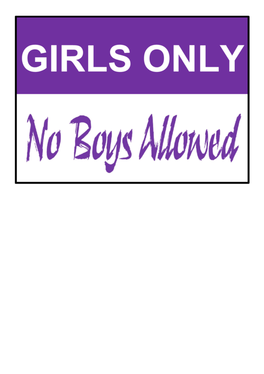 Girls Only Sign Printable pdf