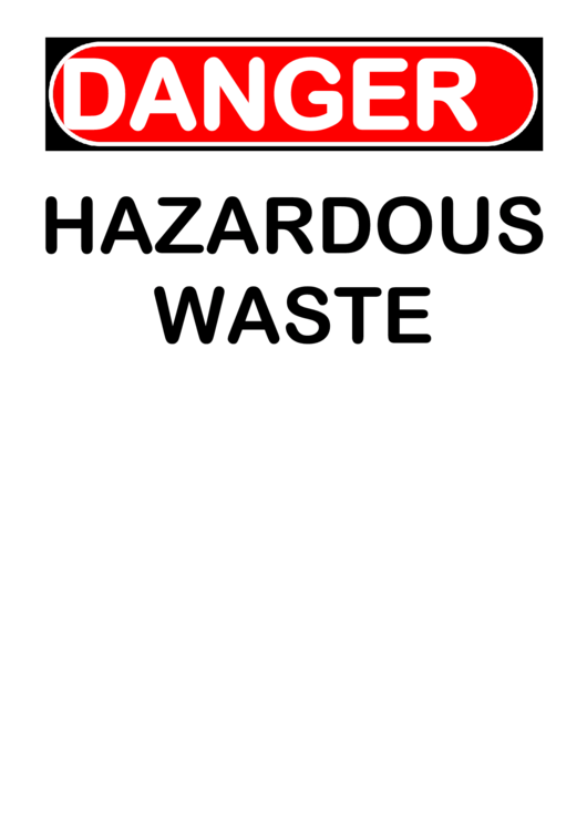 Danger Hazardous Waste Sign Printable pdf