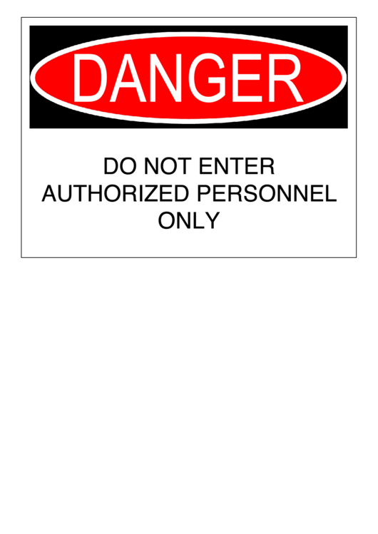 Danger Authorized Entry Only Sign Printable pdf