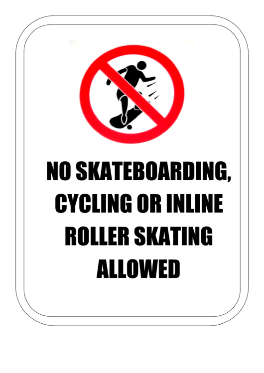 No Skateboarding Cycling Inline Skates Sign Printable pdf