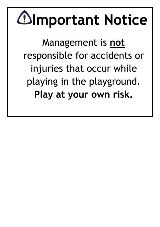 Playing On Playground Notice Sign Printable pdf
