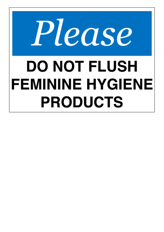 Do Not Flush Hygiene Products Sign Printable pdf