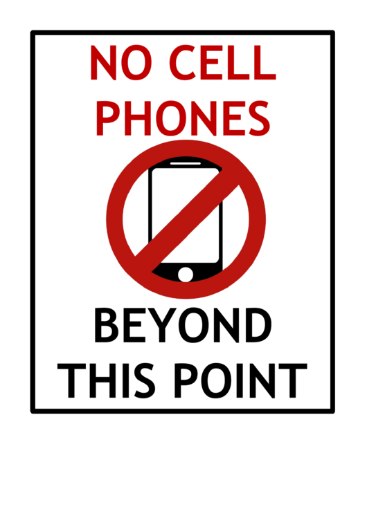 No Cell Phones Beyond This Point Sign Printable pdf