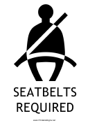 Seatbelts Required With Caption Sign
