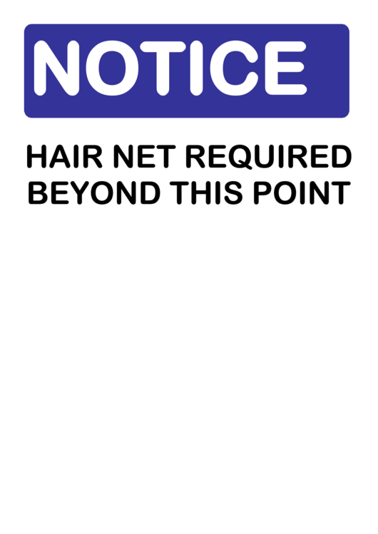 Hair Net Required Sign Printable pdf
