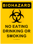 Biohazard No Eating Warning Sign Template