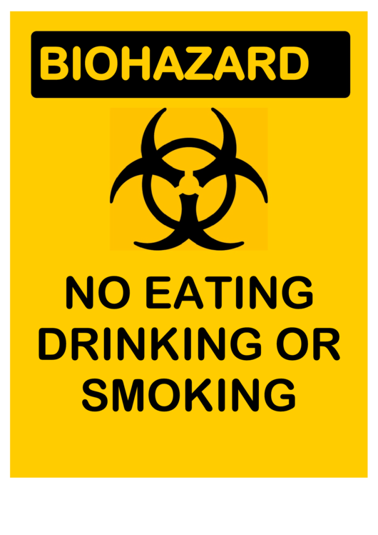 Biohazard No Eating Warning Sign Template Printable pdf