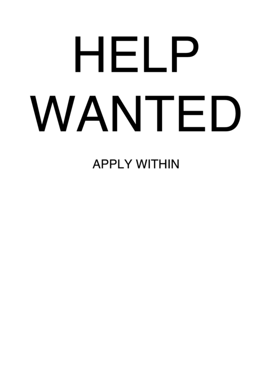 Fillable Help Wanted Sign Printable pdf