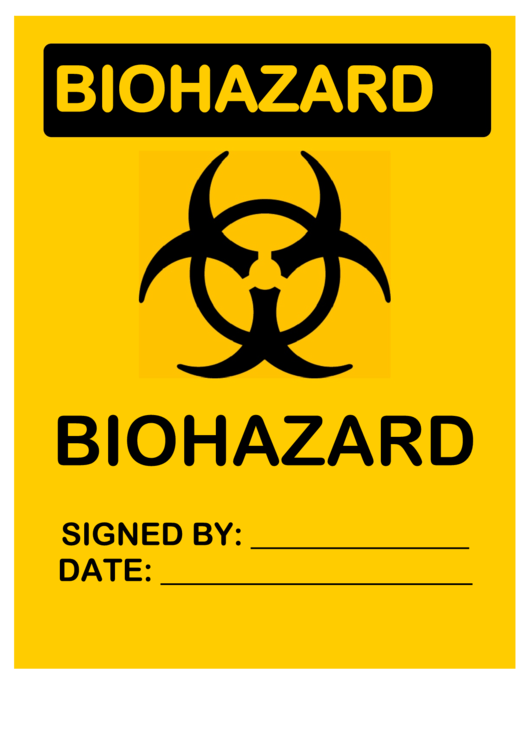 Biohazard Signed By Warning Sign Template Printable pdf