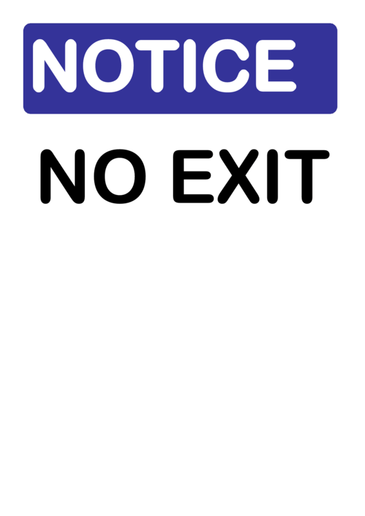 No Exit Warning Sign Template Printable pdf