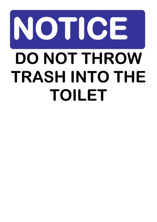Do Not Throw Trash Into The Toilet Printable pdf