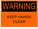 Keep Hands Clean Warning Sign Template