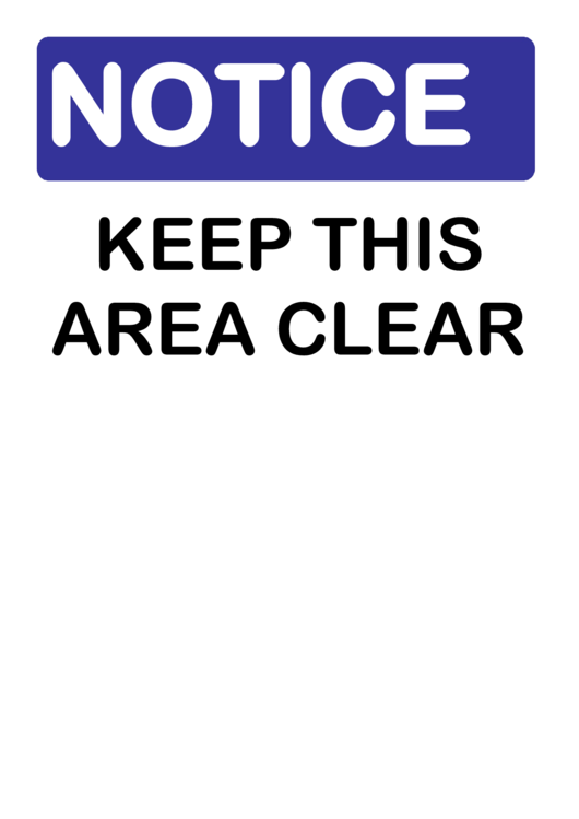 Keep Area Clear Warning Sign Template Printable pdf