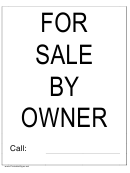 For Sale By Owner Sign Template