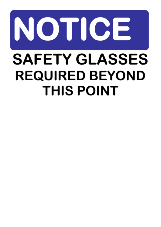Safety Glasses Required Warning Sign Template Printable pdf
