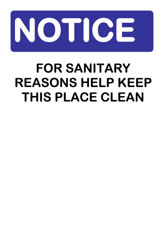 Sanitary Notice Warning Sign Template Printable pdf
