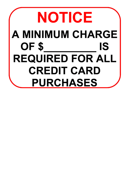 Minimum Charge Warning Sign Template Printable pdf