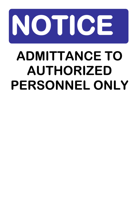 Authorized Personnel Only Warning Sign Template Printable pdf