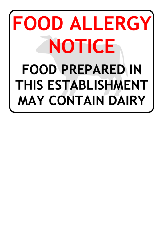 Dairy Warning Sign Template Printable pdf