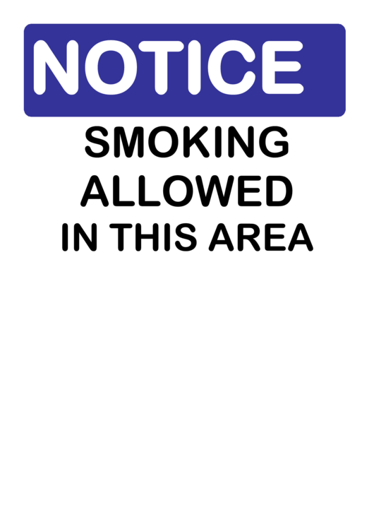 Smoking Allowed Warning Sign Template Printable pdf