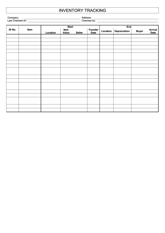 Inventory Tracking Template Printable pdf
