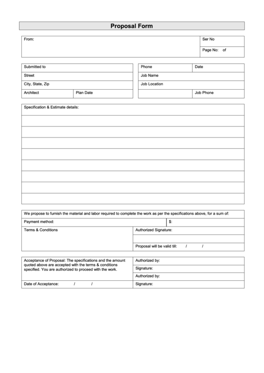Blank Proposal Form printable pdf download