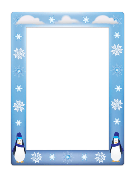 Frost Penguin Page Border Templates Printable pdf