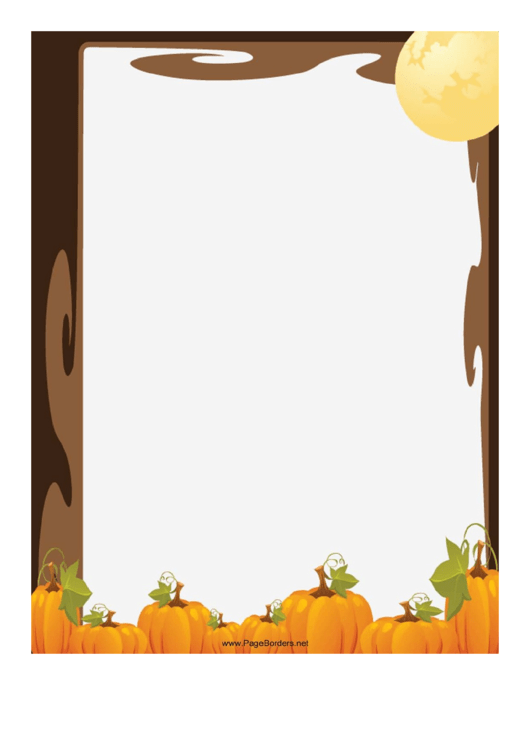 Moon And Pumpkins Page Border Templates Printable pdf
