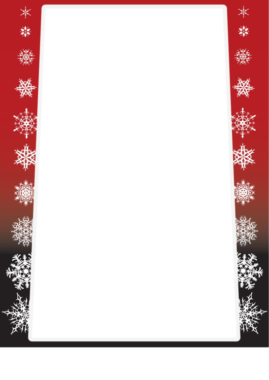 Snowflakes On Red Page Border Templates Printable pdf
