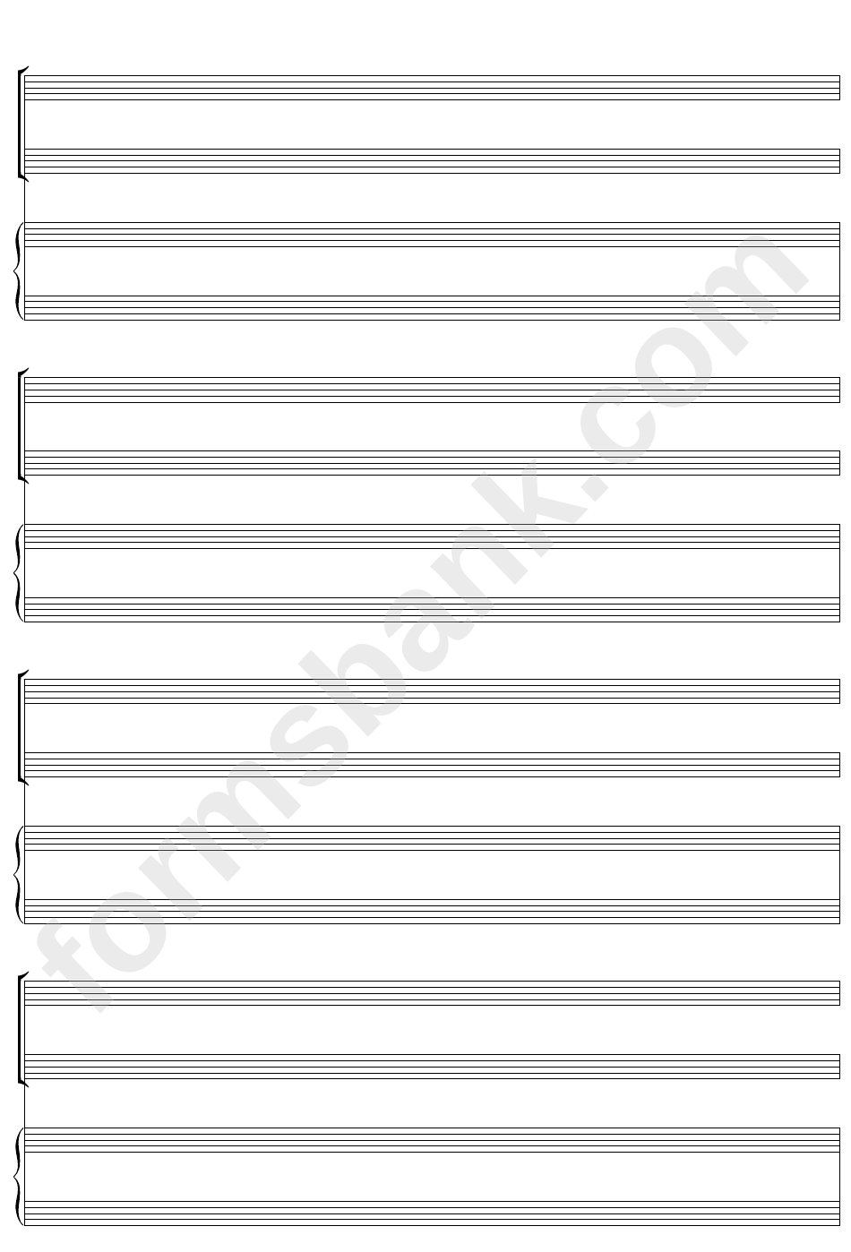 Keyboard + Two, Blank Clefs (A4 Portrait) Blank Sheet Music