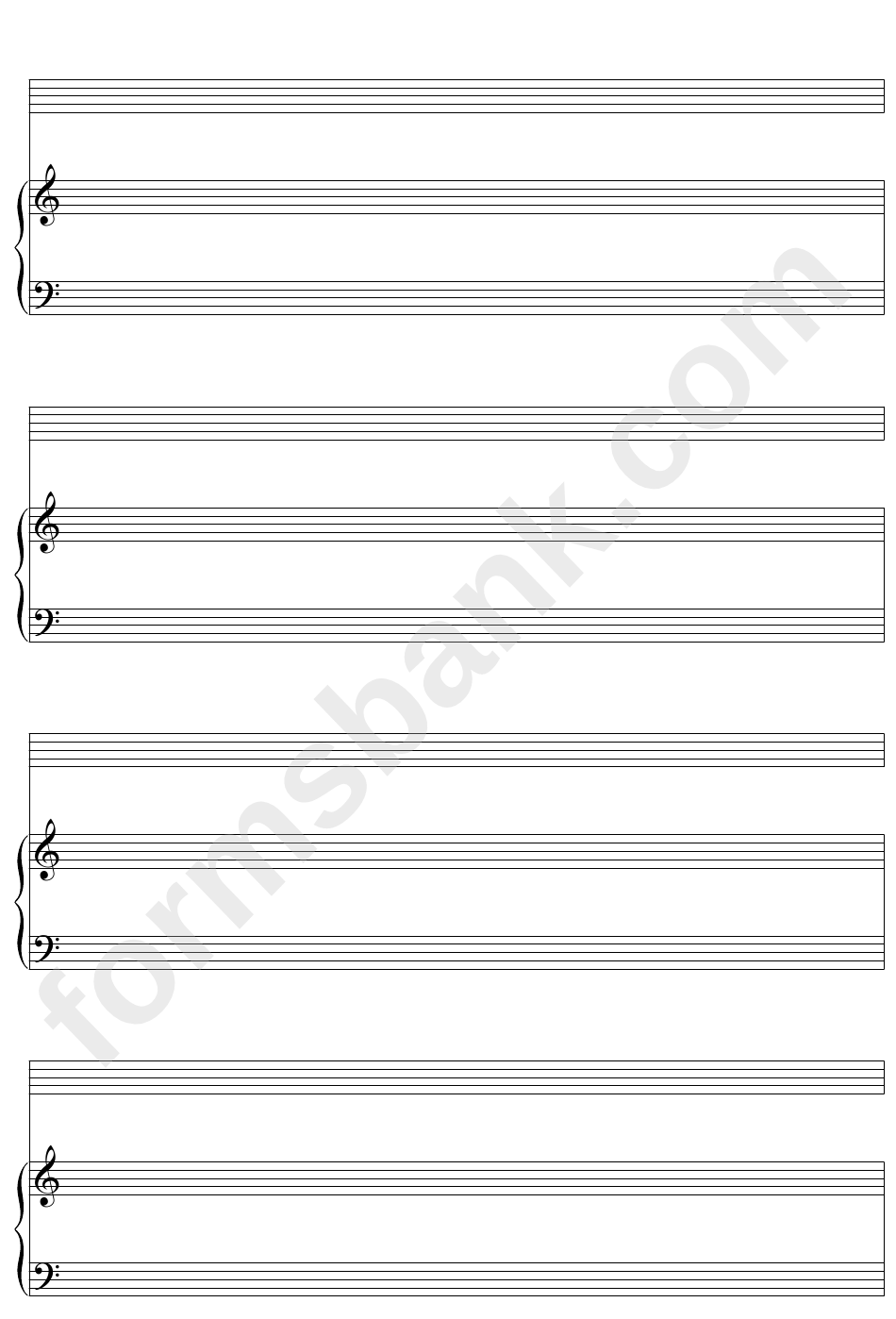 Keyboard + One, Blank Clefs (A4 Portrait) Blank Sheet Music