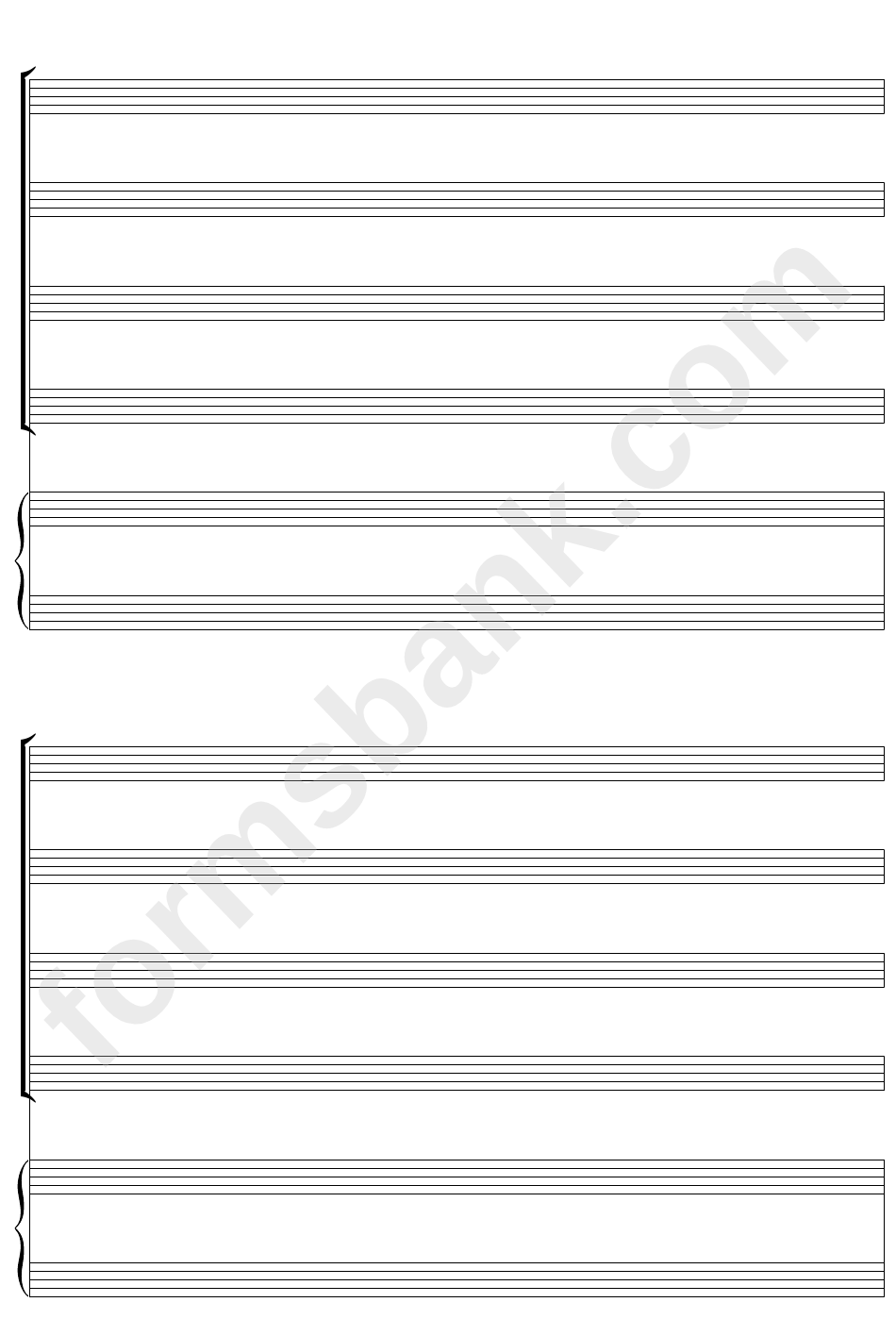 Keyboard + Four, Blank Clef (A4 Portrait) Blank Sheet Music