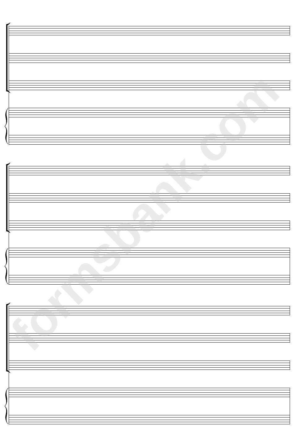 Keyboard + Three, Blank Clef (A4 Portrait) Blank Sheet Music