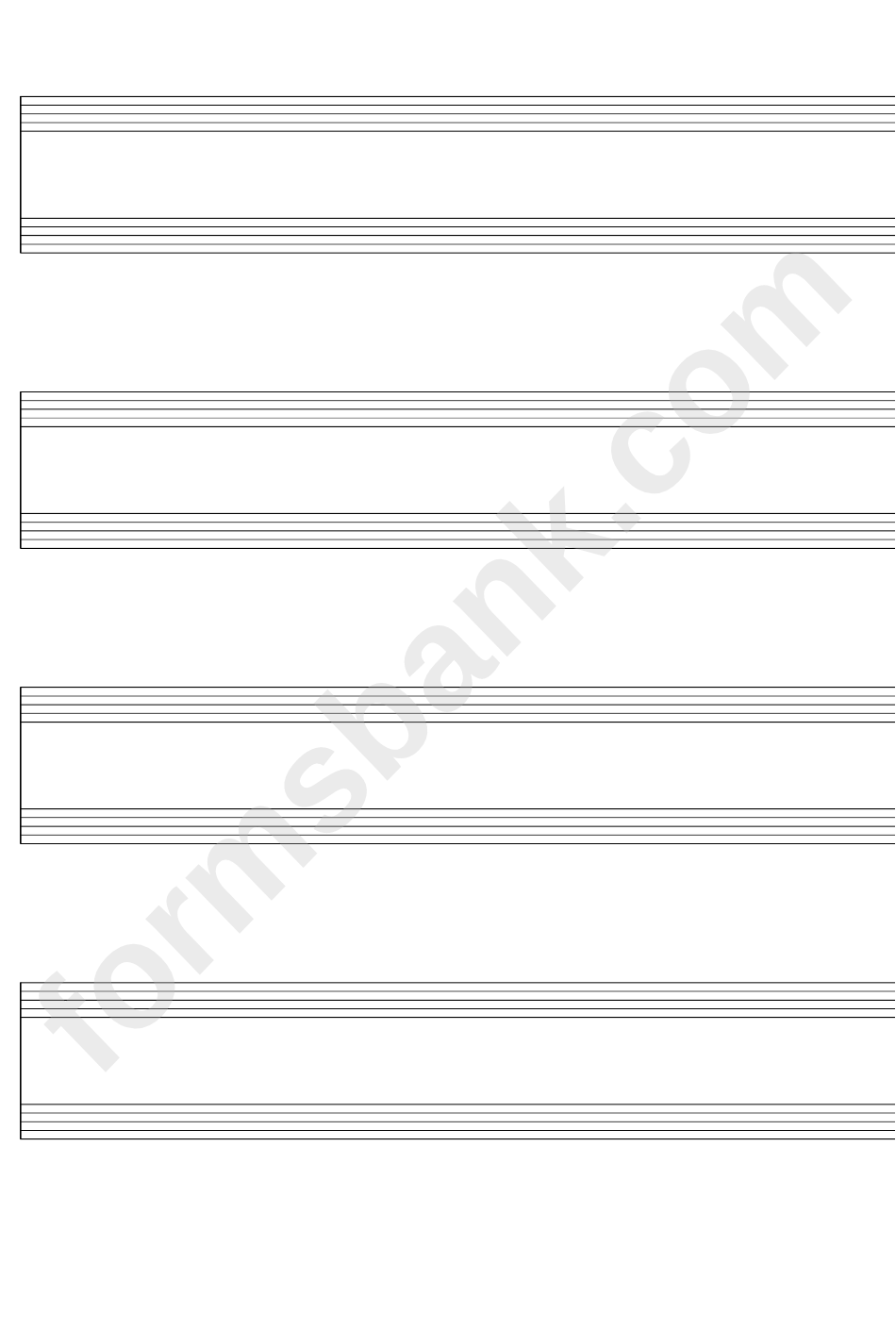 4-Stave, Duo Format (Space For Text), Blank Clefs (A4 Portrait) Blank Sheet Music