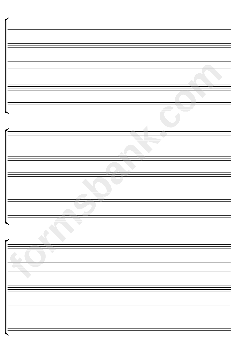 3-Stave, Quintet Format, Blank Clefs (A4 Portrait) Blank Sheet Music
