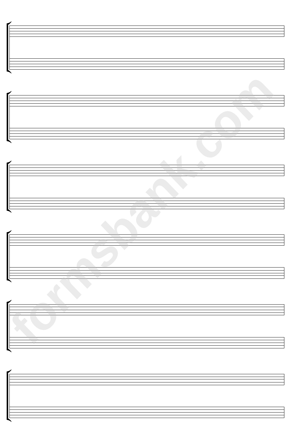 6-Stave, Duo Format, Blank Clefs (A4 Portrait) Blank Sheet Music