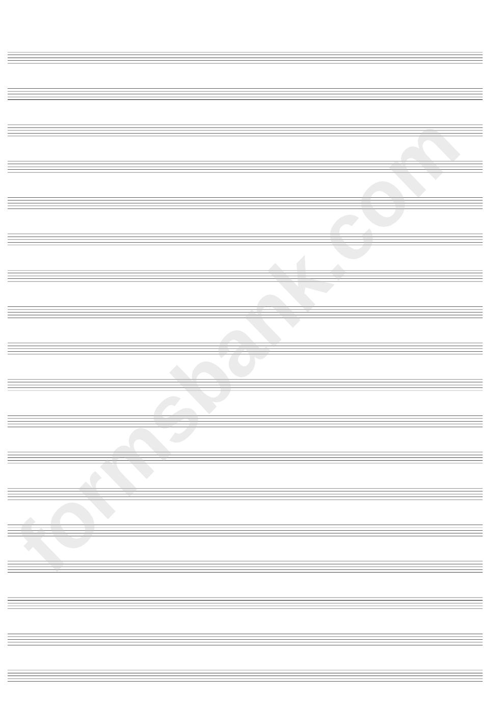 18-Stave With No Clef To One Page (A3) Blank Sheet Music