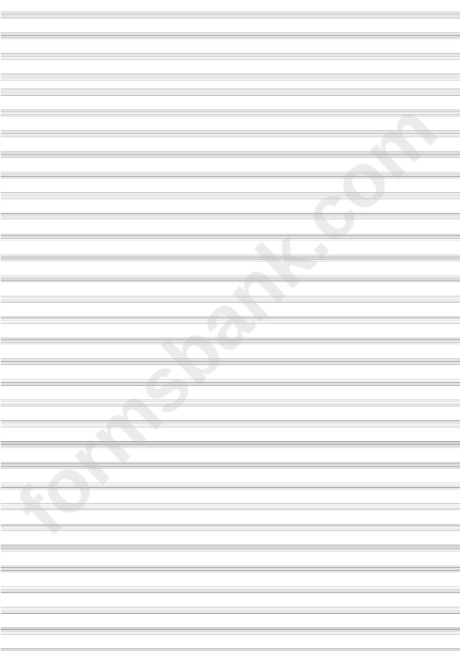 24-Stave With No Clef To One Page (Tabloid - 11" X 17" Landscape) Blank Sheet Music