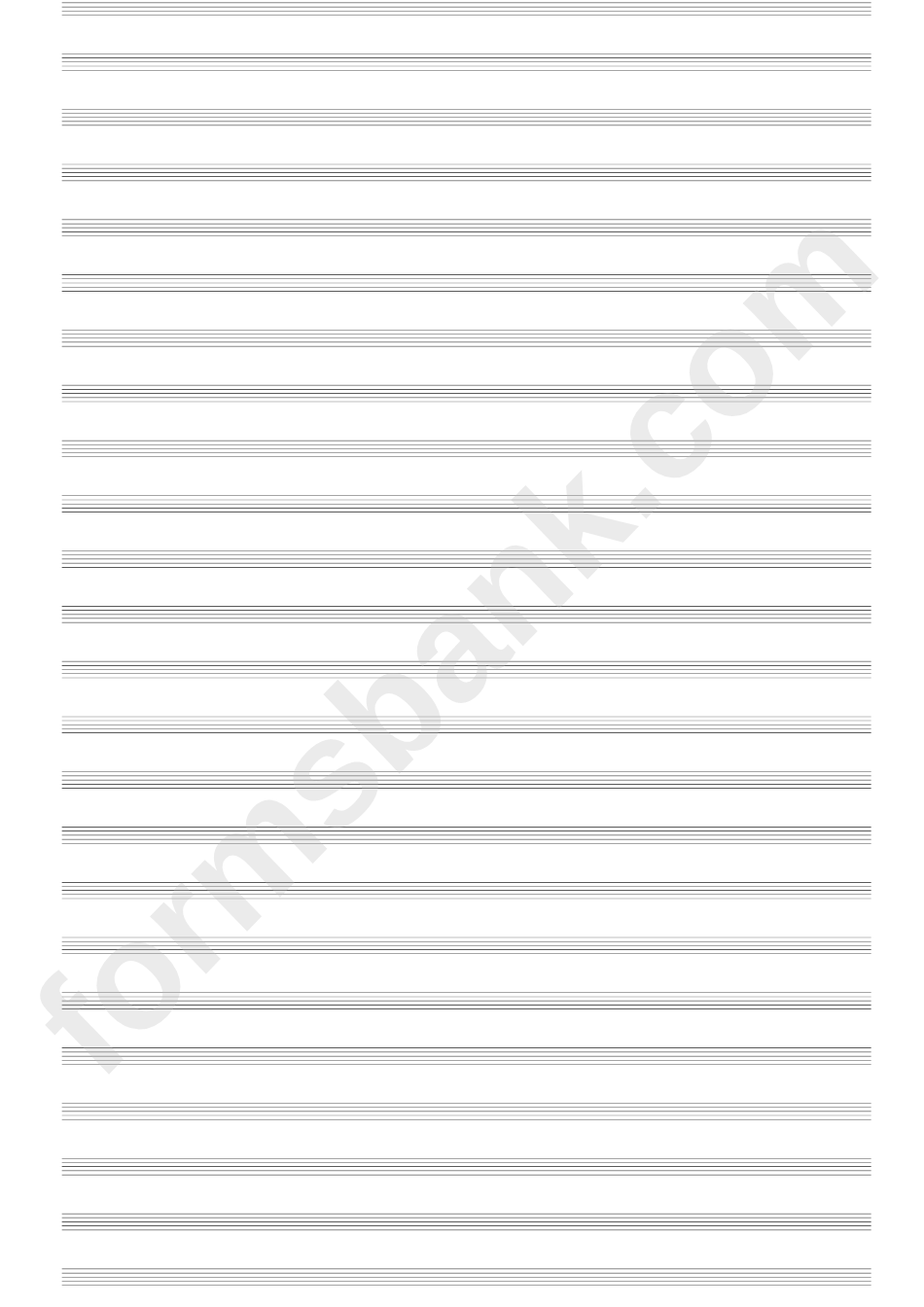 25-Stave With No Clef To One Page (Us Legal - 8.5" X 14" Portrait) Blank Sheet Music