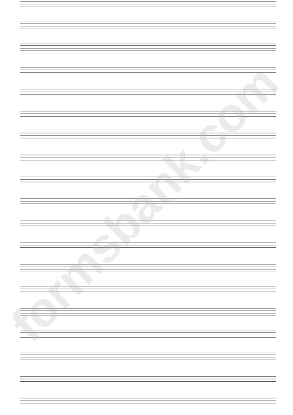 20-Stave With No Clef To One Page (Us Legal - 8.5" X 14" Portrait) Blank Sheet Music