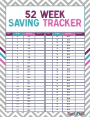 52 Week Money Saving Tracker Challenge Chart