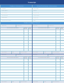 Blank School Transcript Template - Blue Printable pdf