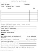 All About Your Child Questionnaire Template Printable pdf