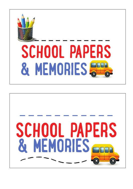 School Papers And Memories Labels Template Printable pdf