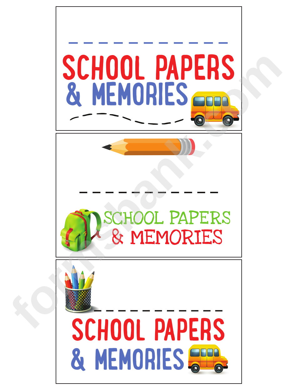 School Papers And Memories Labels Template