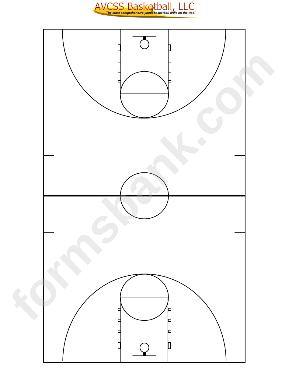 Full Court Basketball Diagram Template printable pdf download