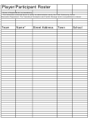 Player/participant Roster Template - The Township Of Hardyston And Franklin Borough