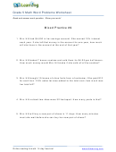 Math Word Problems Worksheet With Answers - 5th Grade