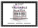 Most Valuable Player Award Certificate Template